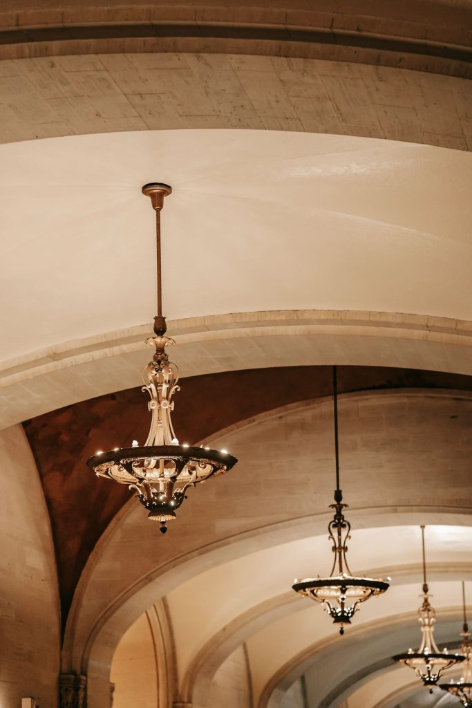 Ceiling light fixture installed in a finished room